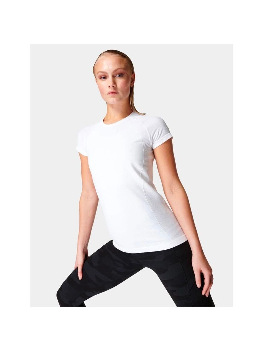 Sweaty Betty Seamless Athletic Tee White Small Short Sleeve Performance Top